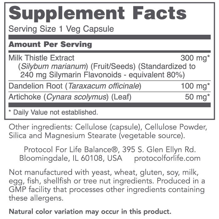 Milk Thistle Extract 300 mg Protocol for Life Balance