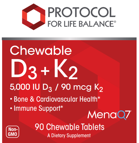 Vitamin D3 + K2 (Chewable) 5,000 IU D3 + 90 MCG K2