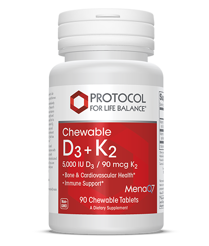 Vitamin D3 + K2 (Chewable) 5,000 IU D3 + 90 MCG K2